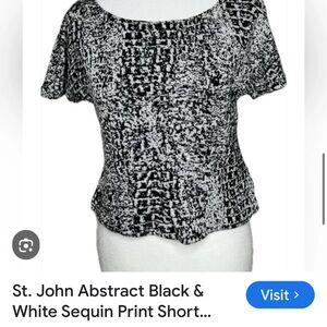 St. John Monochrome Knit Top With Sequin Detail Size Medium